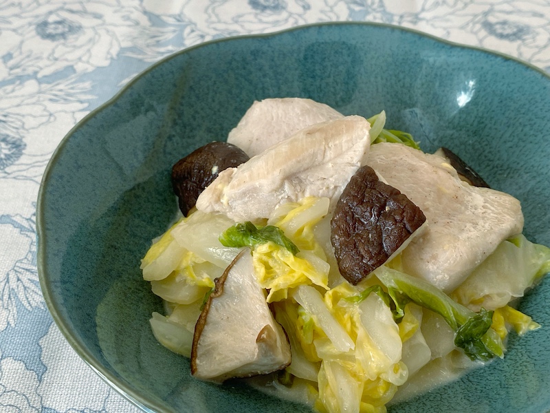 糖尿病予防レシピ：鶏むね肉と白菜のマヨネーズ炒め